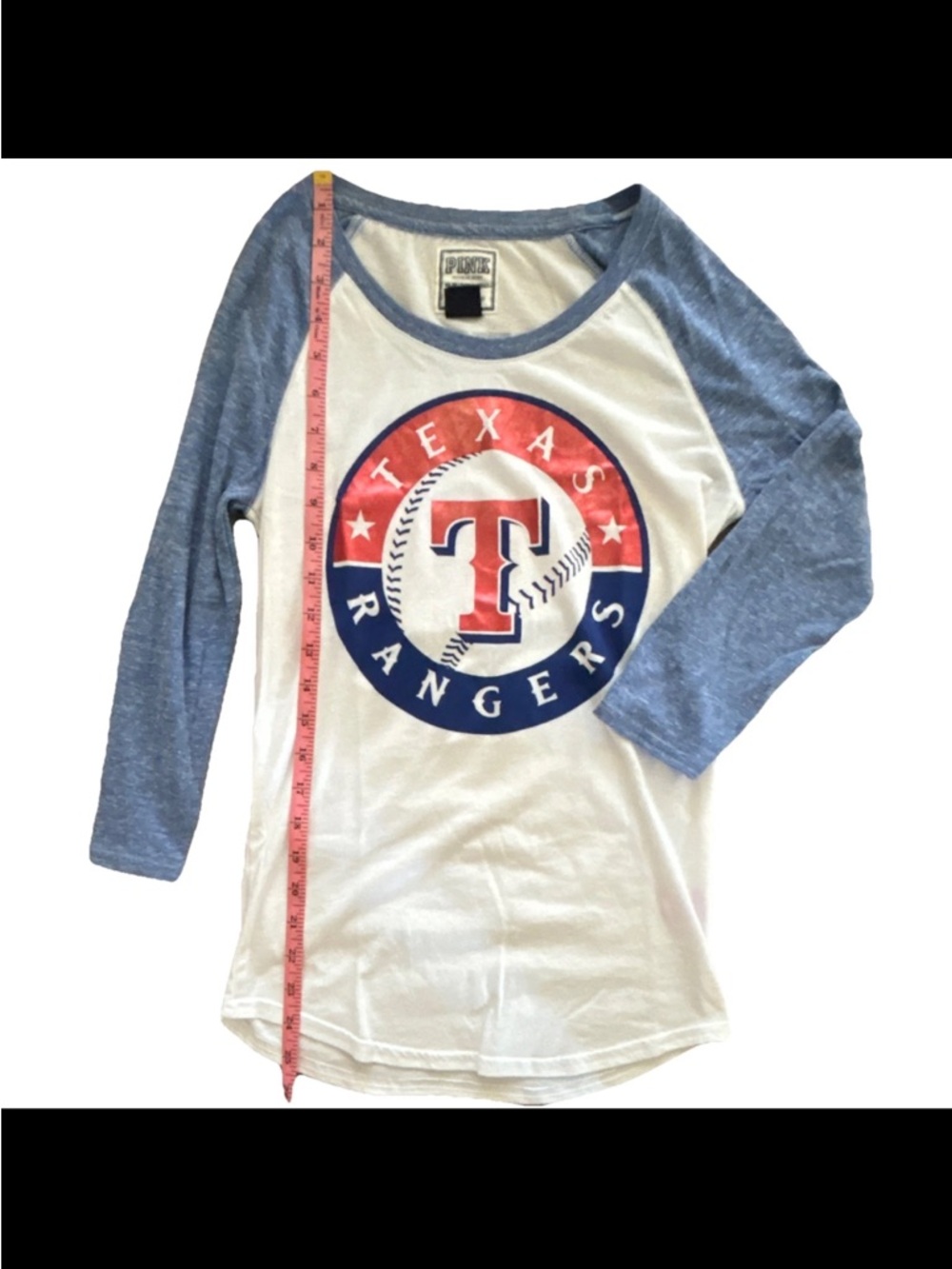 PINK 5th & Ocean Texas Rangers Raglan Tee Small MLB - Picture 3 of 9